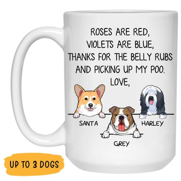Roses are Red, Funny Dogs Personalized Coffee Mug, Father's Day gift, Custom Gift for Dog Lovers