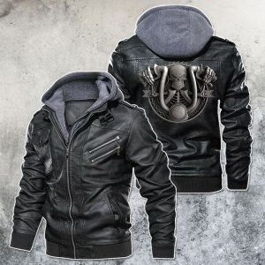 Black, Brown Leather Jacket For Men Skull Driver