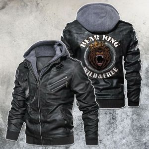 Black, Brown Leather Jacket For Men The Bear King Wild And Free