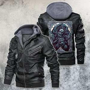 Black, Brown Leather Jacket For Men Death God