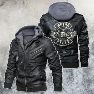 Black, Brown Leather Jacket For Men Motorcycle Club Leather Sign Of Time