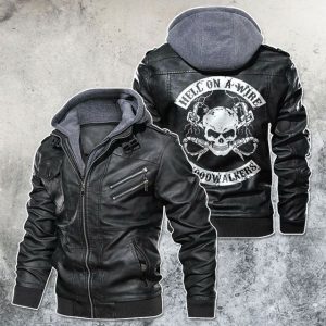 Black, Brown Leather Jacket For Men Hell On A Wire Woodwalkers