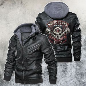Black, Brown Leather Jacket For Men House Power Gear Skull