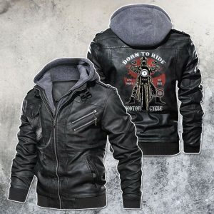 Black, Brown Leather Jacket For Men Born To Ride Live Young Die Free Motorcycle Club