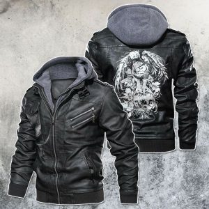 Black, Brown Leather Jacket For Men Wild Owl Motorcycle Club