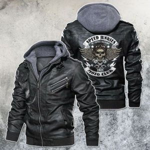 Black, Brown Leather Jacket For Men Speed Junkies Motorcycle Club