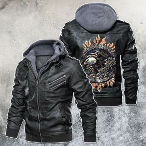 Black, Brown Leather Jacket For Men Freedom Will Prevail Terrorism Will Fail