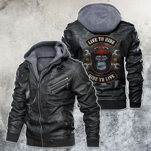 Black, Brown Leather Jacket For Men Live To Ride Ride To Live