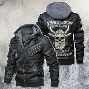 Black, Brown Leather Jacket For Men Armor Viking Motorcycle Rider