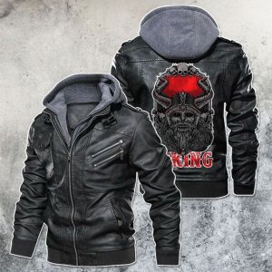 Black, Brown Leather Jacket For Men Viking Warrior Skull Motorcycle Rider