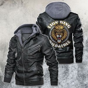 Black, Brown Leather Jacket For Men The Lion King Wild And Free