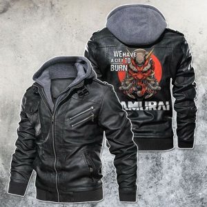Black, Brown Leather Jacket For Men City To Burn Samurai Cyberpunk 2077 Motorcycle