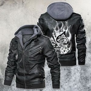 Black, Brown Leather Jacket For Men Gambling Of Death Motorcycle Rider