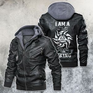 Black, Brown Leather Jacket For Men I'M A Viking Biker