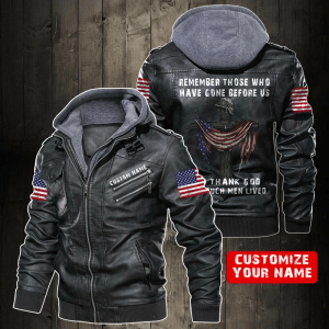 Black, Brown Leather Jacket For Men Remember Those Who Have Gone Before Us Personalized Name