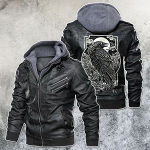 Black, Brown Leather Jacket For Men Night Raven Motorcycle Club