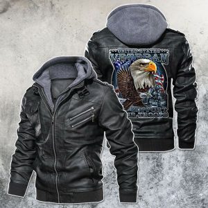 Black, Brown Leather Jacket For Men United States Veteran Motorcycle Club