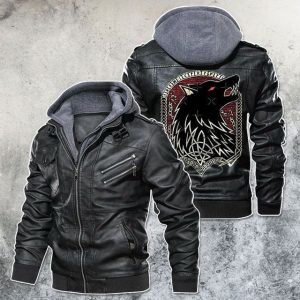 Black, Brown Leather Jacket For Men Mythology Norse Monster Motorcycle Rider