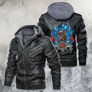 Black, Brown Leather Jacket For Men Rider With A Firefighter Spirit