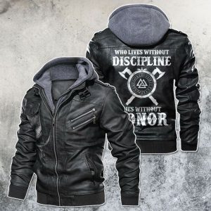 Black, Brown Leather Jacket For Men Who Lives Without Discipline Dies Without Honor