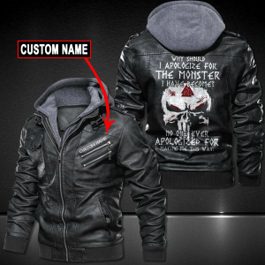 Black, Brown Leather Jacket For Men Why Should I Apologize For The Monster Personalized Name