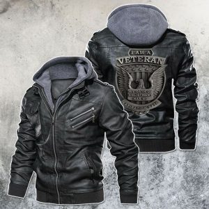 Black, Brown Leather Jacket For Men American Veteran Pride