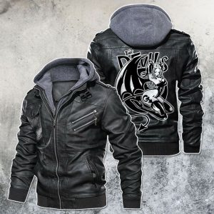Black, Brown Leather Jacket For Men Booty Devil Motorcycle Club
