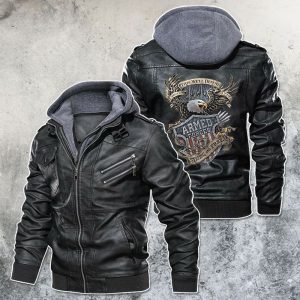 Black, Brown Leather Jacket For Men Armed Forces Strong And Free