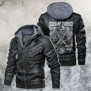 Black, Brown Leather Jacket For Men Sons Of Viking Motocycle Club