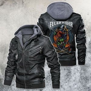 Black, Brown Leather Jacket For Men Rider With A Firefighter Spirit