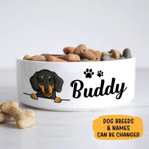 Personalized Custom Dog Bowls, White Ceramic, Gift for Dog Lovers