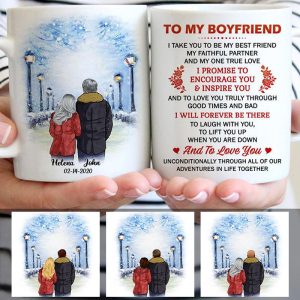 To my boyfriend Promise Encourage Inspire Street, Customized mug, Anniversary gift, Personalized love gift for him