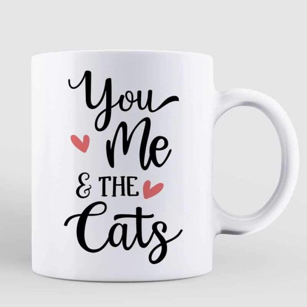 AOP Mugs Chibi Couple And Cats Valentine Tree Personalized AOP Mug 11oz