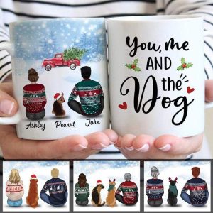 Christmas Truck Couple And Dogs Personalized AOP Mug