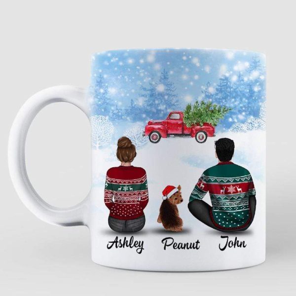 AOP Mugs Couple And Dogs Christmas Truck Personalized AOP Mug 11oz