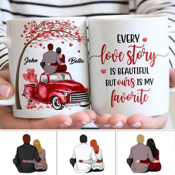 AOP Mugs Couple Valentine Car And Tree Personalized Mug 11oz