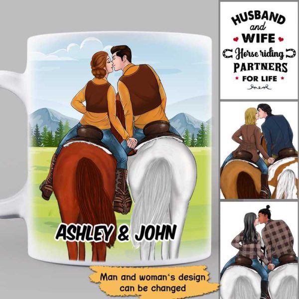 AOP Mugs Horse Riding Partners Kissing Couple Back View Personalized AOP Mug 11oz