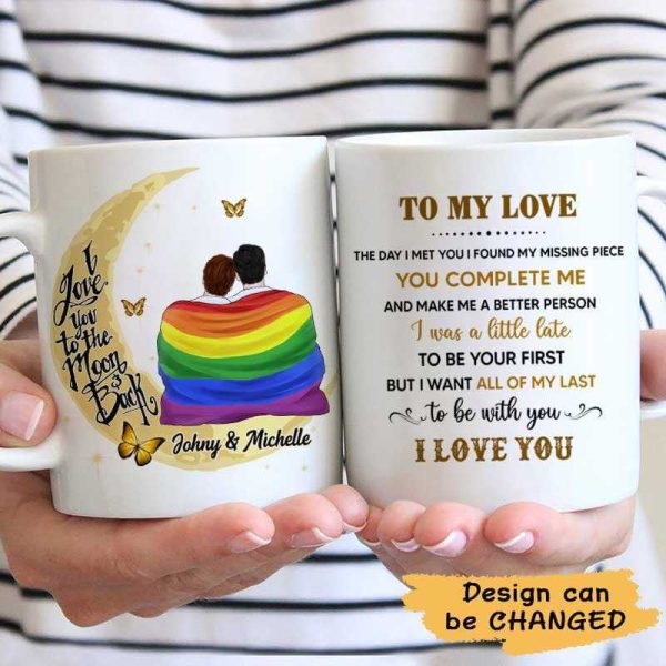 AOP Mugs LGBT Couple Love To The Moon Personalized AOP Mug 11oz
