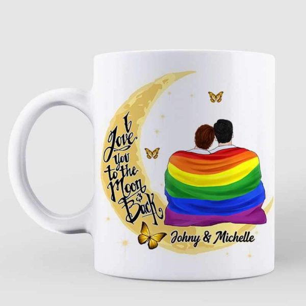 AOP Mugs LGBT Couple Love To The Moon Personalized AOP Mug 11oz