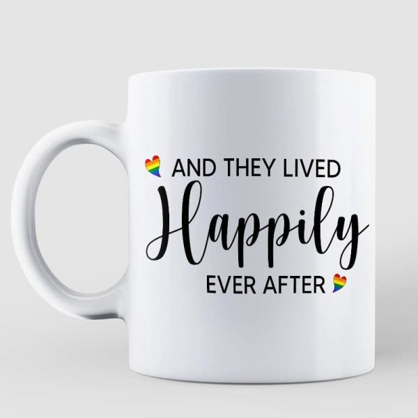AOP Mugs Lived Happily Colorful Tree LGBT Couple Personalized Mug 11oz
