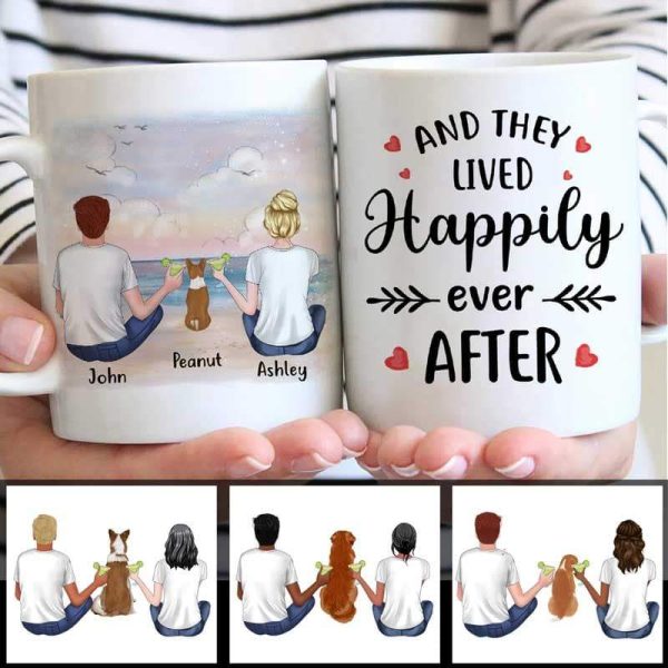 AOP Mugs Lived Happily Dogs Couple At Sea Personalized AOP Mug 11oz