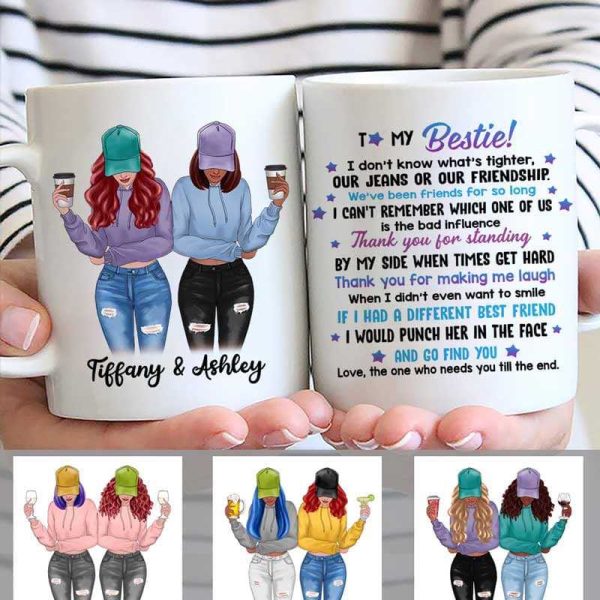 Modern Girls Front View To My Bestie Personalized Mug