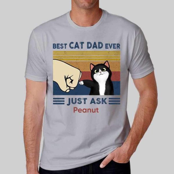 Apparel Best Cat Dad Fluffy Cat Personalized Light Color Shirt