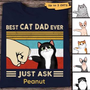 Apparel Best Cat Dad Fluffy Cat Personalized Shirt Classic Tee / Black Classic Tee / S