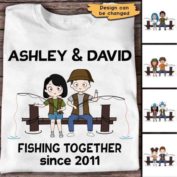 Apparel Chibi Couple Fishing Together Since Personalized Shirt Classic Tee / White Classic Tee / S