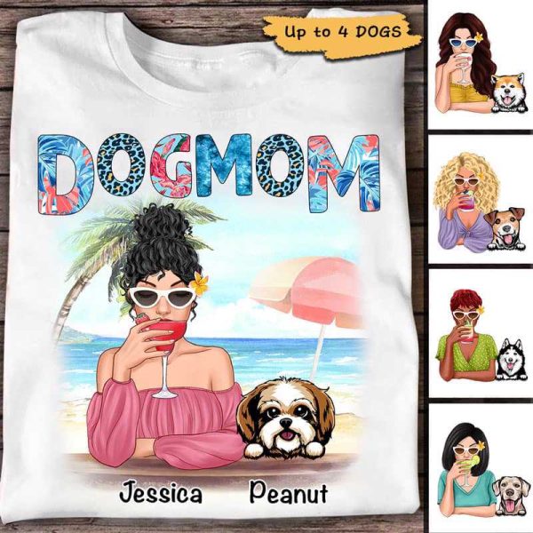 Apparel Dog Mom Summer Patterned Personalized Shirt Classic Tee / White Classic Tee / S