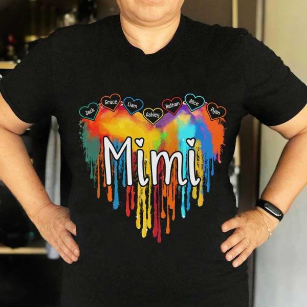 Apparel Grandma Melting Colorful Heart Personalized Shirt