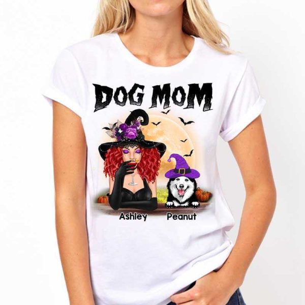 Apparel Halloween Witch Dog Mom Personalized Shirt