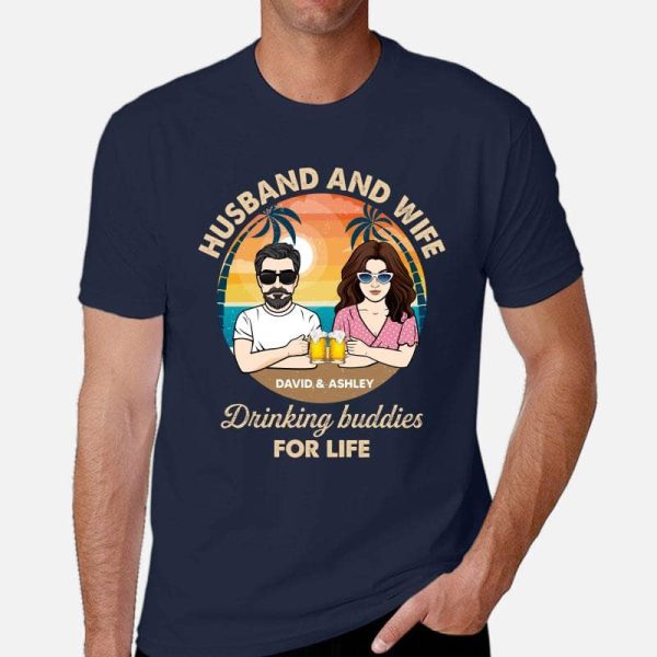 Apparel Husband Wife Drinking Buddies Personalized Shirt