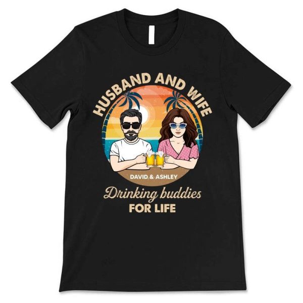 Apparel Husband Wife Drinking Buddies Personalized Shirt